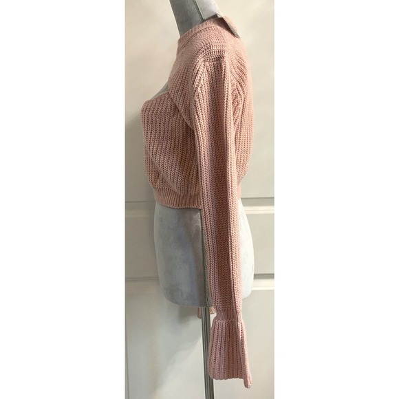 NWT Women’s Open Knit Sweater Jumper Crop Distressed Women’s Sz L Barbie Y2K - Picture 3 of 8